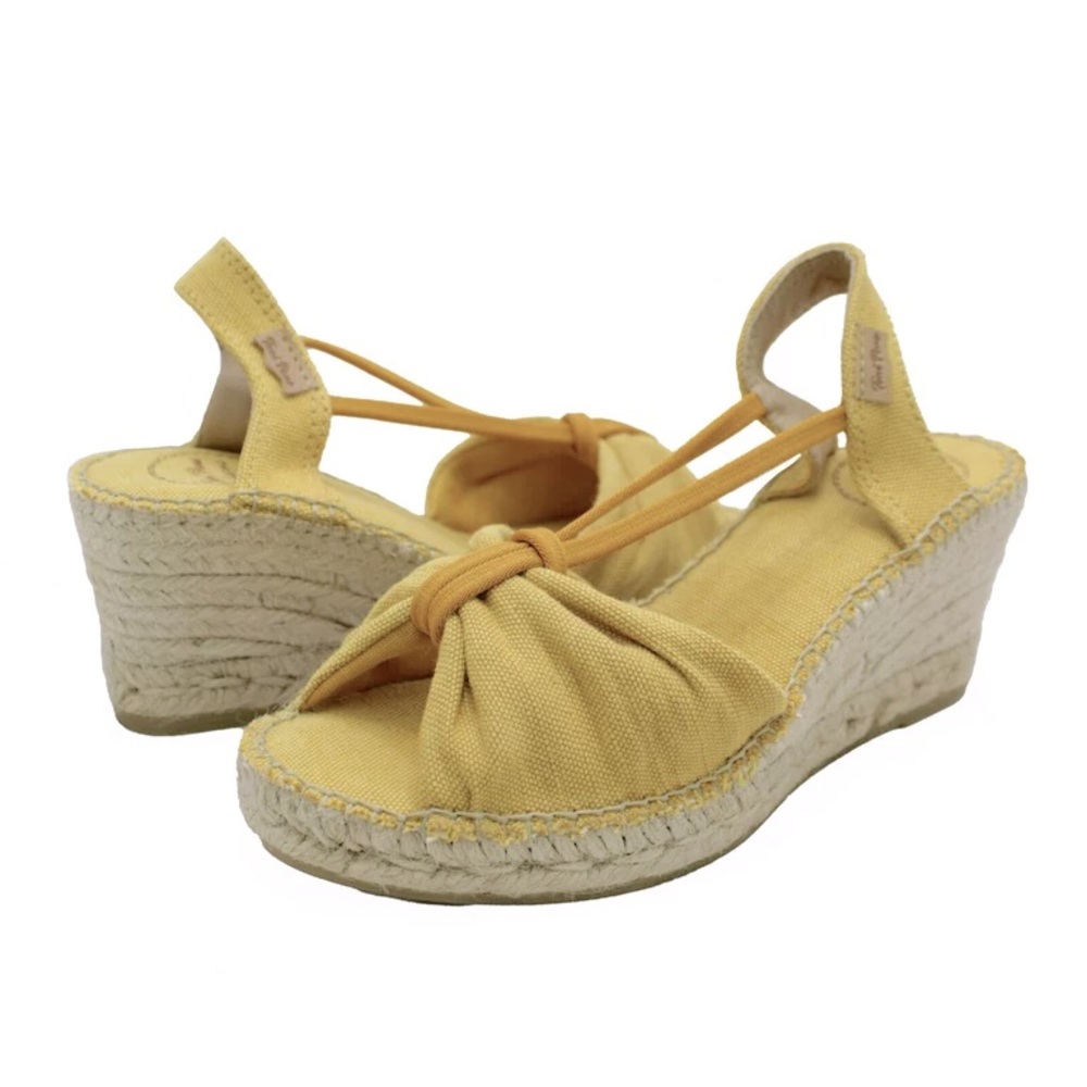 🆕Toni Pons Sandy-V Yellow Slingback Espadrille Platform Wedges size 8.5 / EU 39